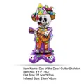 Detailed size specifications for Day of the Dead skeleton balloon holding a guitar - Playing Guitar Skeleton With Small Base