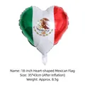 Close-up detail of an 18-inch heart-shaped Mexico flag foil balloon with size info - Heart Shape Mexican Flag / 18 Inch