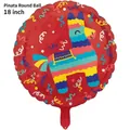Red 18 inch round foil balloon featuring a colorful piñata donkey for party decor - 18-inch Pinata Round