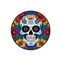 Vista dettagliata della targa in legno messicana sugar skull per l'arredamento dei morti - 20*20*0.5cm / Stile Teschio Legno 02