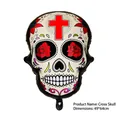Mexican Day of the Dead skull foil balloon with red cross and rose patterns, size 49x64cm. - Cross Skull
