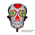 Mexican Day of the Dead foil balloon with colorful heart skull design - Spade Heart Skull