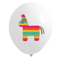 12-inch witte feestballon met kleurrijk Mexicaans pinata-paardontwerp - Piñata Stijl / 12 Inch / Wit