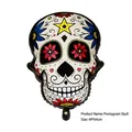 Vibrant Day of the Dead sugar skull foil balloon for Halloween party decor, 49x64cm size - Skull with Pentagram