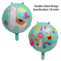 Double-sided 18-inch llama and unicorn teal foil balloon for party decor. - 18 Inch Llama Round Balloon