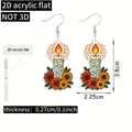 Detailansicht von flachen 2D-Acryl-Kerzenohrringen mit bunten Blumen für tolle Festivals - Brennende Kerze (Halbzeug) / bunt