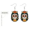 Detaillierte Produktansicht der Tag der Toten Totenkopf Acryl Ohrringen mit Maßen - Sugar Skull (Halbzeug) / bunt