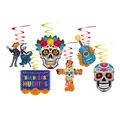 Dia de los Muertos hanging swirl decorations for Mexican Day of the Dead party - Day of the Dead Skull Style 5 / 12-Piece Set