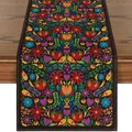 Camino de mesa con motivos florales mexicanos para la decoración del Día de los Muertos - 11 / 33*90cm/lino/50g/tira