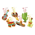 Festive Day of the Dead hanging swirls party decorations with various Mexican motifs - Day of the Dead Party Style 6 / 12-Piece Set