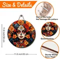 Detalle del letrero de pared redondo de madera de 11,8 pulgadas Calavera de Azúcar - Chica Calavera de Azúcar (PY0086003)