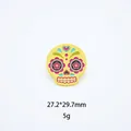 Spilla a forma di teschio in smalto colorato con design messicano Giorno dei Morti - Teschio Giallo (01)
