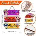 Détails de la plaque en bois Dia de los Muertos: dimensions, épaisseur 5mm et clous. - Triple Lien Souhaits de Fête (PY0086011)
