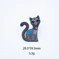 Sugar skull skeleton cat enamel pin for Halloween, size 29.3x39.3mm, weight 5.3g - Black Skeleton Cat (08)
