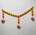 Guirnalda de caléndulas artificiales naranjas y amarillas de estilo indio para decoración - Naranja + Amarillo