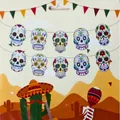 Bannière colorée de crânes mexicains du Jour des Morts avec emballage sur le thème du désert - Bannière Masculine Impression Recto Verso