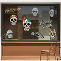 Set Halloween raamstickers met kleurrijke suikerschedels voor statische glasdecor - 30x45cm / Halloween Kleurrijke Schedel