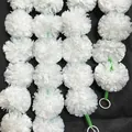 Artificial white marigold flower garland strings for Day of the Dead and Halloween decor - 1.5m 30pcs / White