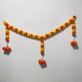 Guirlande de soucis orange et jaune éclatante pour la décoration de Diwali et fête - Longueur 150cm Hauteur 42cm / Orange + Jaune