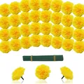 Set di teste di fiori di calendula artificiali gialli con steli per decorazioni - Diametro 6cm Con Stelo 15cm / Giallo