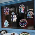 Colorful Halloween static window stickers with ghost and bat designs for shop decor - Happy Night Terror