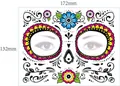 Tatuaggio viso Giorno dei Morti con teschio e fiori, adesivo 172x132mm - Modello 2 / 17.2x13.2