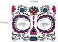 Adesivo per tatuaggi sul viso con teschio floreale Giorno dei Morti, 172x132mm - Modello 4 / 17.2x13.2
