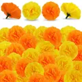 Teste di fiori di calendula artificiali gialle e arancioni per decorazioni - Diametro 6cm Con Stelo 15cm / Arancione E Giallo