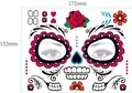 Adesivi tatuaggi viso Halloween Giorno dei Morti con decorazione rosa, 172x132mm - Modello 1 / 17.2x13.2