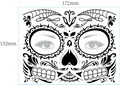 Adesivo per tatuaggio temporaneo viso teschio di zucchero nero per Halloween, 172x132mm - Modello 3 / 17.2x13.2