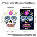 Halloween schedel tijdelijke tatoeages, fluorescerende gloed onder UV-licht, 14,5x21cm - JFV-004 Stijl / 14.5x21 cm