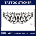 Autocollant de tatouage temporaire bouche de monstre Halloween étanche noir et blanc - Dents de Monstre (YF02) / 70*130mm Feuille Unique