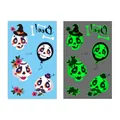 Tatuaggi temporanei luminosi teschio Halloween per decorazione festa Giorno dei Morti - Stile Testa di Teschio e Cappello da Strega (En-019)