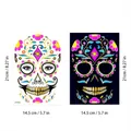 Halloween Day of the Dead fluorescent gold powder skull face tattoo sticker for party makeup - JFV-005 Style / 14.5x21 cm
