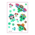 Vibrant luminous Day of the Dead sugar skull temporary tattoo stickers for kids party - Day of the Dead Cartoon Style (WS-Y085) / Single Sheet