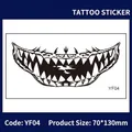 Tatouage temporaire Halloween bouche de monstre, autocollant visage YF04 pour le Jour des Morts - Dents Pointues (YF04) / 70*130mm Feuille Unique