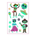 Luminous Day of the Dead temporary tattoos with cute cartoon skeleton designs for kids - Day of the Dead Cartoon Style (WS-Y086) / Single Sheet