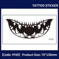 Adesivo tatuaggio bocca Halloween per trucco viso Giorno dei Morti impermeabile 70x130mm - Grande Bocca Nera (YF05) / 70*130mm Foglio Singolo