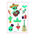 Luminous Day of the Dead temporary tattoos for kids with colorful skull and guitar patterns - Day of the Dead Cartoon Style (WS-Y087) / Single Sheet