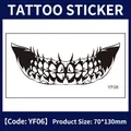 Tatuaggio temporaneo Halloween bocca di mostro impermeabile per trucco del viso - Bocca Affilata da Mostro (YF06) / 70*130mm Foglio Singolo