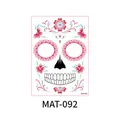 Autocollants de tatouage de visage de crâne pour Halloween et le Jour des Morts cosplay - Crâne en Dentelle Rose (MAT-92)