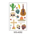 Mexicaanse Dag van de Doden thema cartoon tijdelijke tatoeage vellen voor kids - WS-A052 - Cartoon Schedel Stijl (WS-A052) / 120*76mm