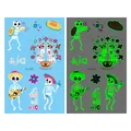 Tatuajes temporales luminosos del Día de los Muertos con diseños de esqueletos - Estilo de Músico Luminoso Día de los Muertos (En-002)