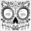 Sugar skull face tattoo sticker for Halloween Day of the Dead masquerade makeup - Pattern 21 / 17.2x13.2