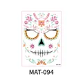 Decorative floral sugar skull temporary face tattoo sticker for Halloween cosplay MAT-094 - Orange Pink Sugar Skull (MAT-094) / Single Sheet