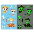 Tatuajes temporales luminosos del Día de los Muertos para niños con esqueletos - Estilo de Sombrero Luminoso Día de los Muertos (En-003)
