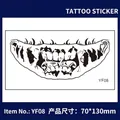 Adesivo per tatuaggi bocca scheletro Halloween impermeabile per costumi e feste - Bocca da Zombie (YF08) / 70*130mm Foglio Singolo