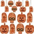 Wooden Halloween Day of the Dead hanging ornaments with skull and pumpkin designs - Style F