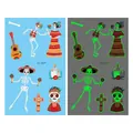 Tatuajes temporales luminosos del Día de los Muertos con esqueleto y guitarra - Estilo de Bailarín Luminoso Día de los Muertos (En-004)