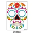 Day of the Dead temporary face tattoo sticker JM-H039 with colorful sugar skull design - Classic Sugar Skull (JM-H039) / 210x150mm